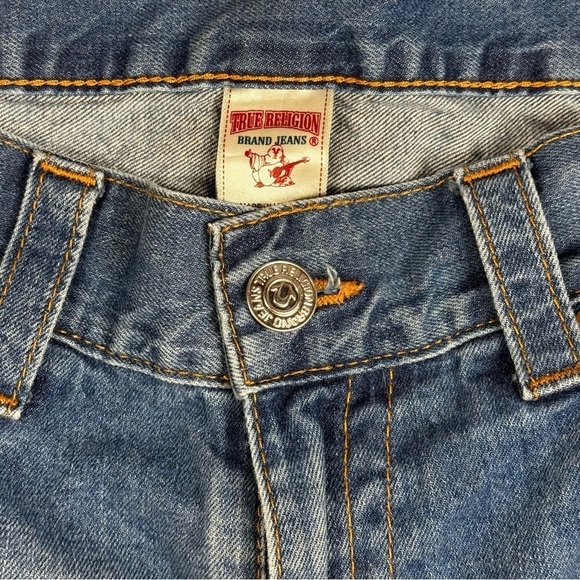 True Religion | Deer Hallow Denim Orange Stitch  Straight Leg Jeans - Picture 7 of 16